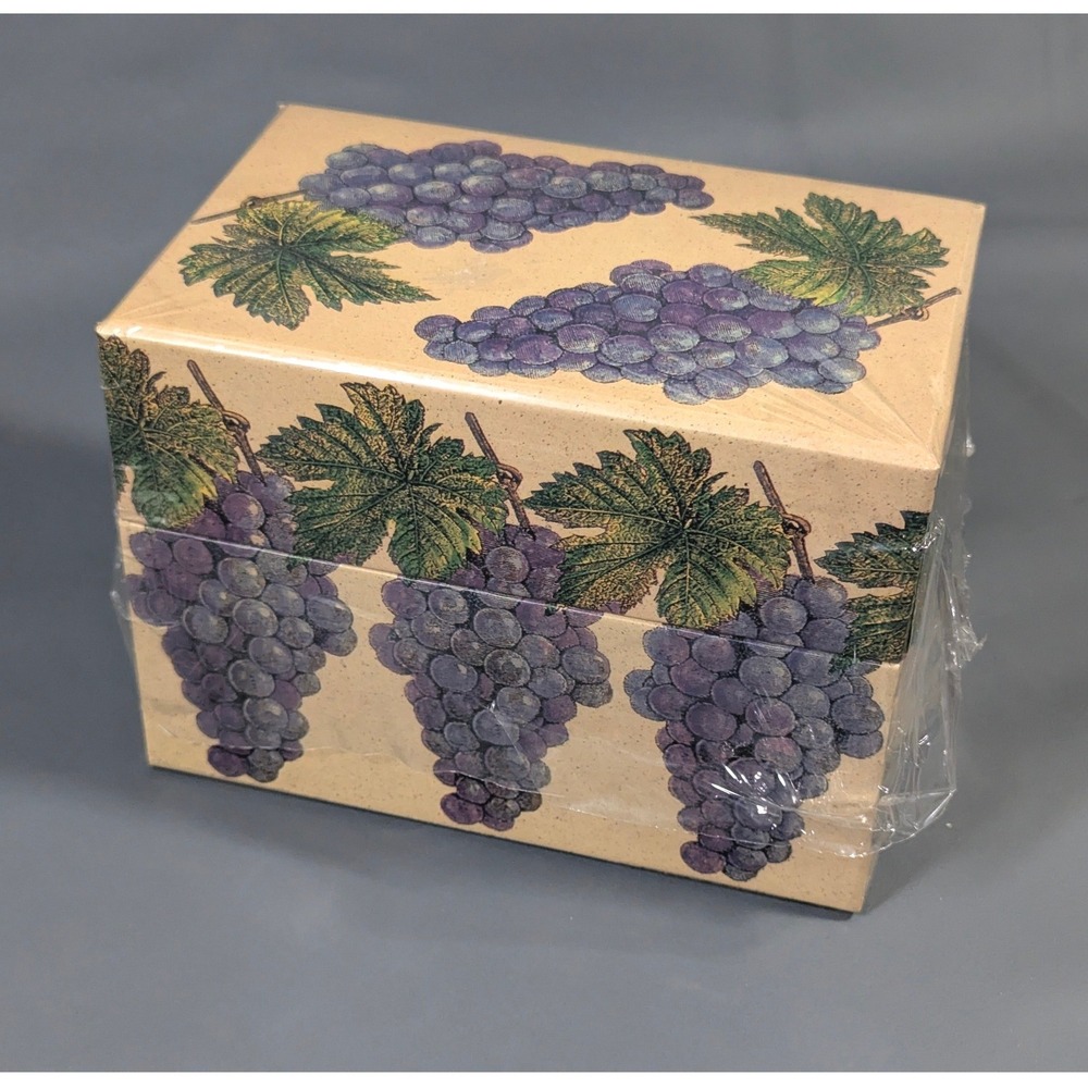 Vintage 1993 Markings Grape Recipe Box with Cards New Sealed KB2X41 Tuscan Decor